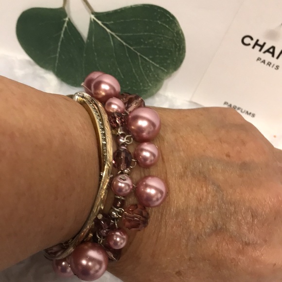 PEARLS Vintage oversized in Pink-bracelet and Necklace BOLD STAND OUT 2 in set - Picture 5 of 5